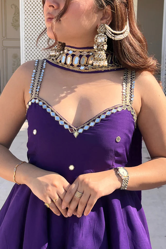 Purple Sharara Set