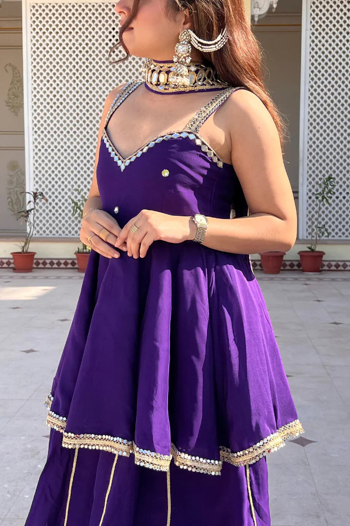 Purple Sharara Set