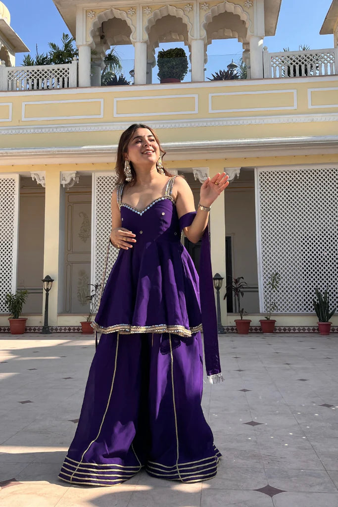 Purple Sharara Set