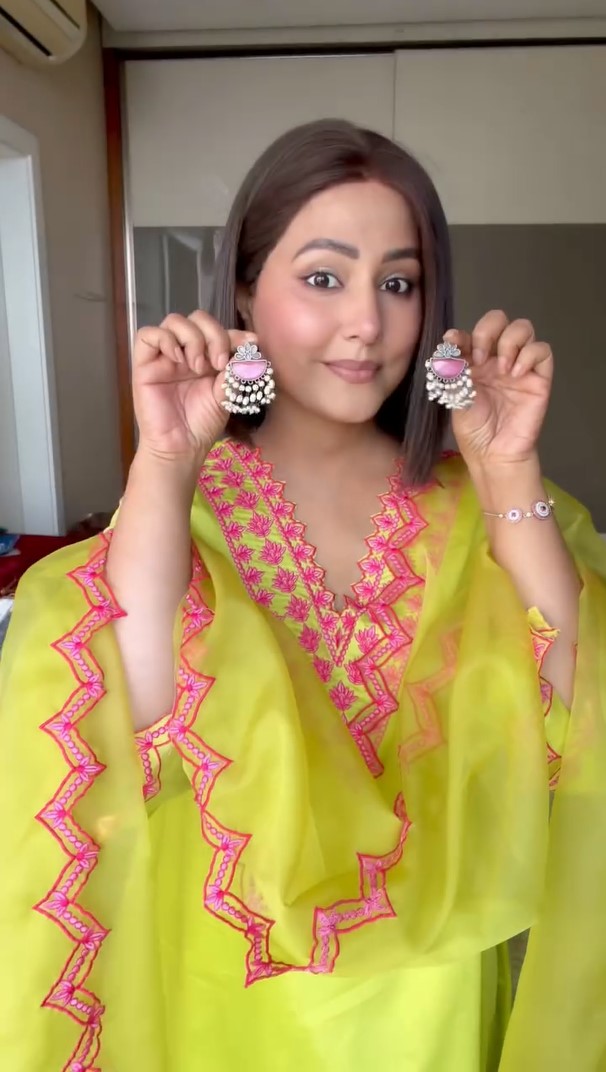 Lime Yellow Embroidered Chanderi Suit