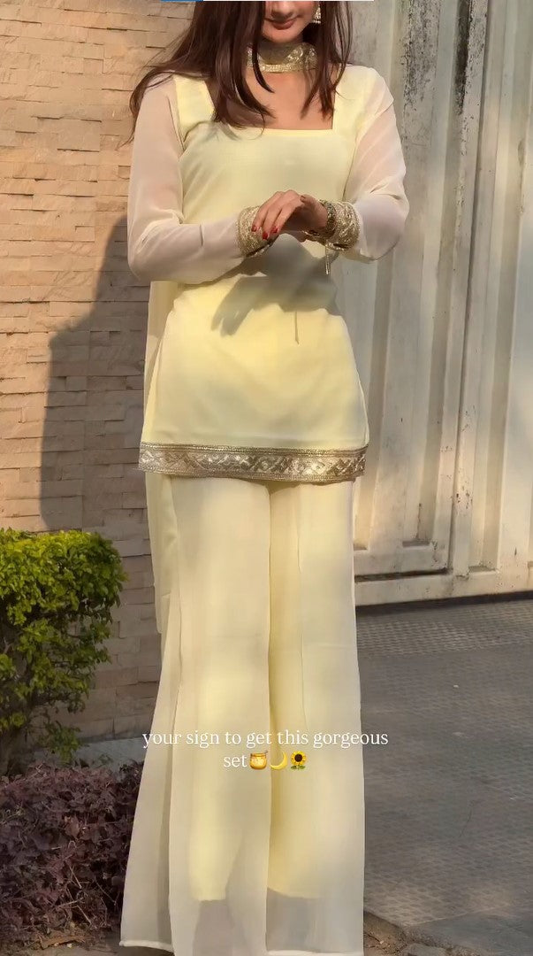 Butter Yellow Vintage Georgette Set