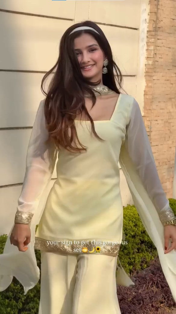 Butter Yellow Vintage Georgette Set