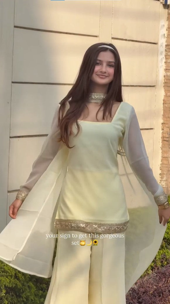 Butter Yellow Vintage Georgette Set