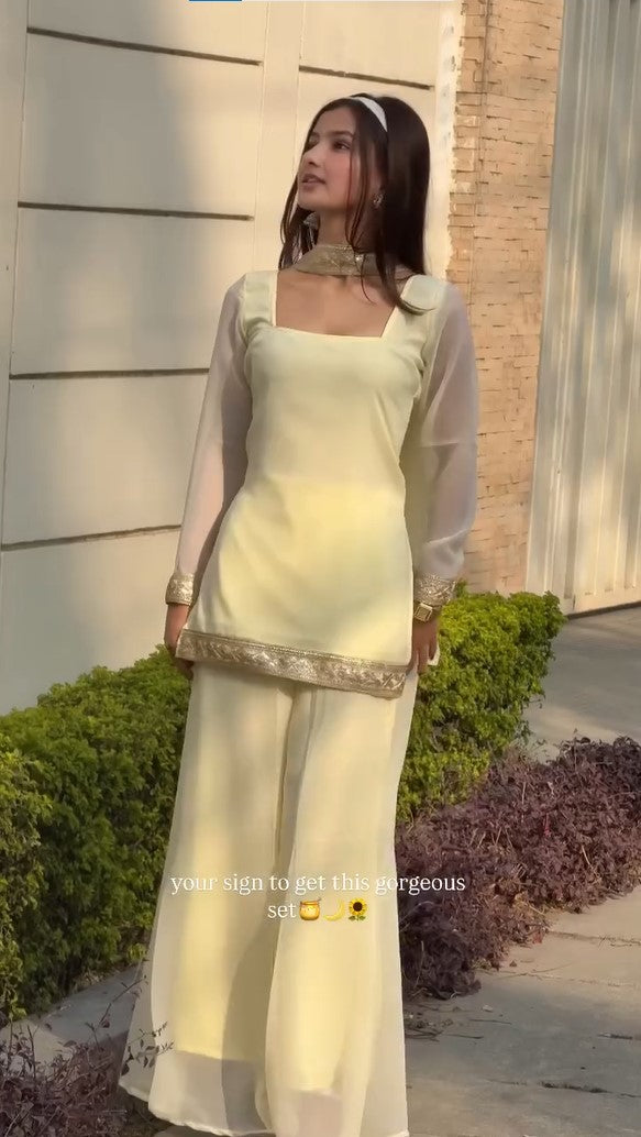 Butter Yellow Vintage Georgette Set