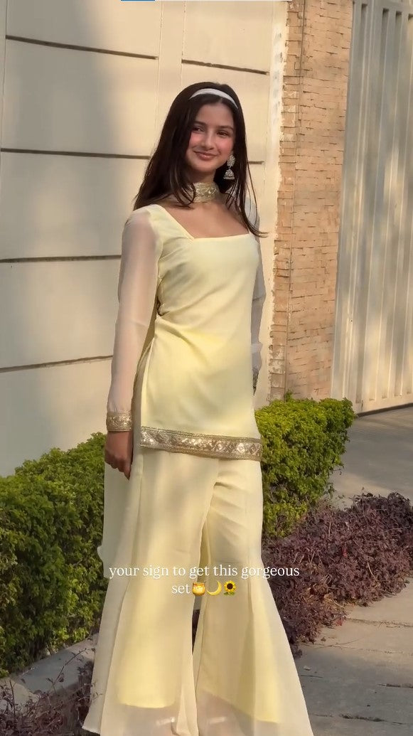 Butter Yellow Vintage Georgette Set