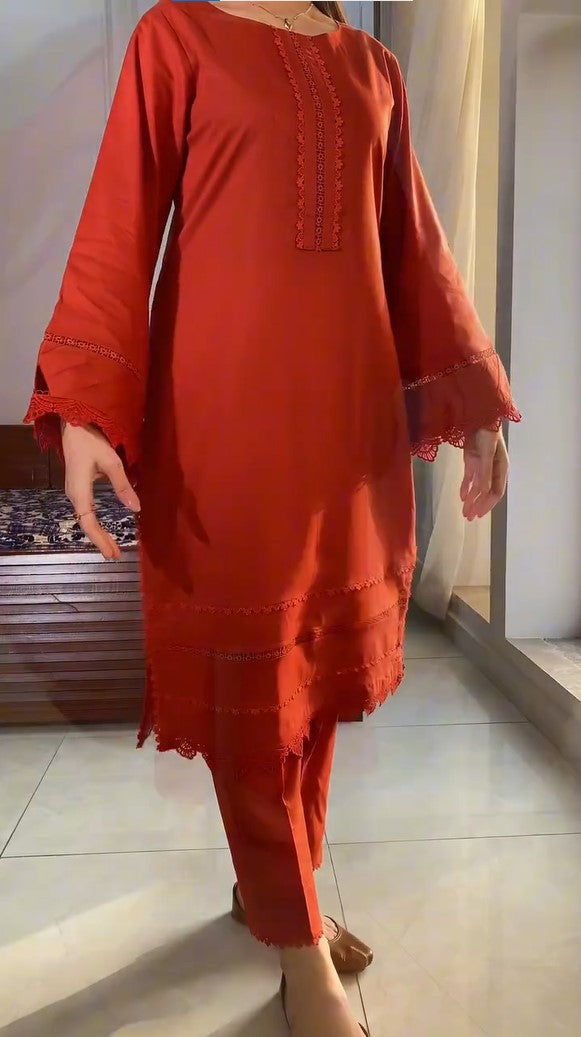 BAREEZE EMBROIDERED COTTON DRESS