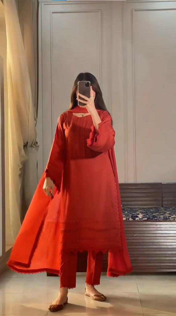 BAREEZE EMBROIDERED COTTON DRESS