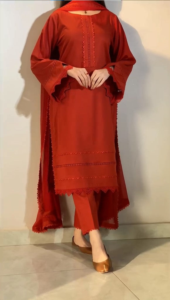 BAREEZE EMBROIDERED COTTON DRESS