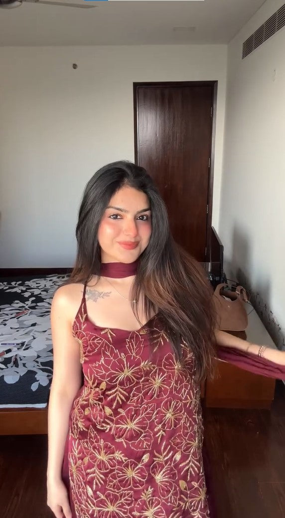 Sequin Embellished Festive Georgette Sharara Suit Set