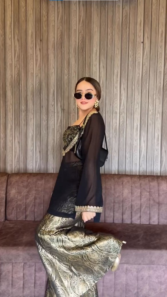 classic black kurti set