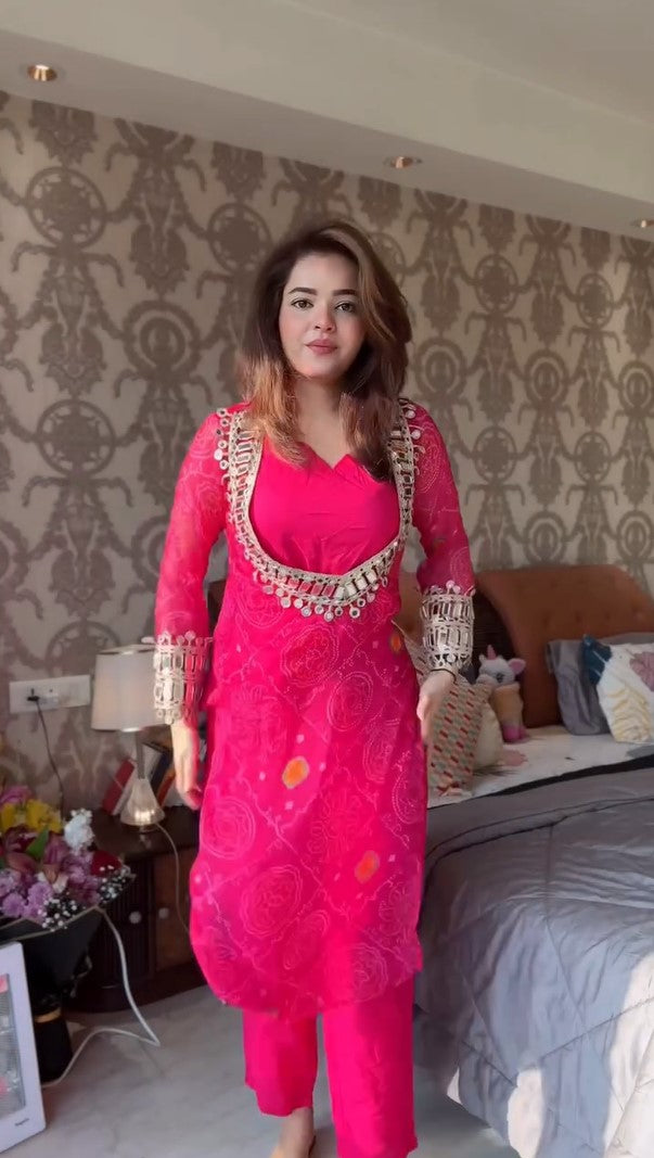 Pink Bustier Chiffon Suit