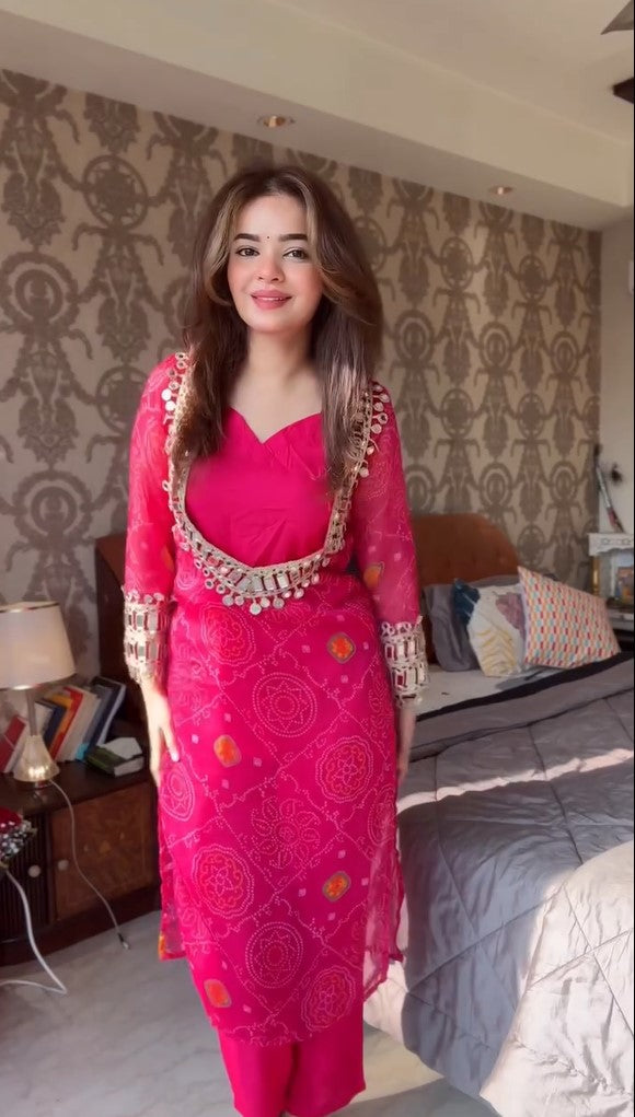 Pink Bustier Chiffon Suit