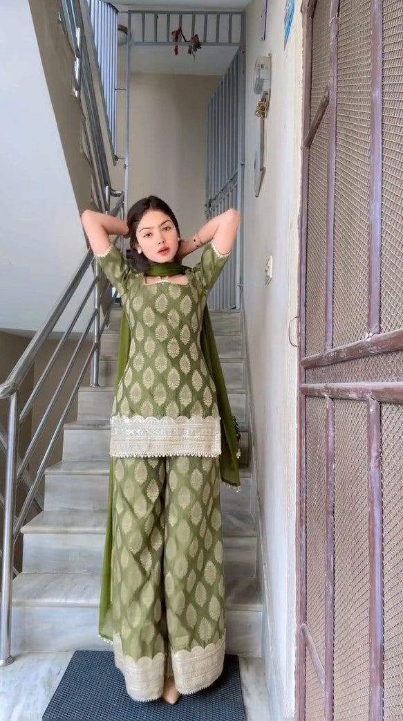 Designer Kurta with Umbrella Palazzo