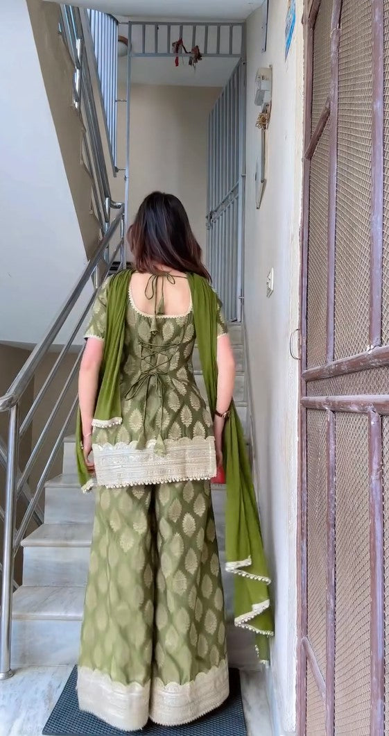 Designer Kurta with Umbrella Palazzo