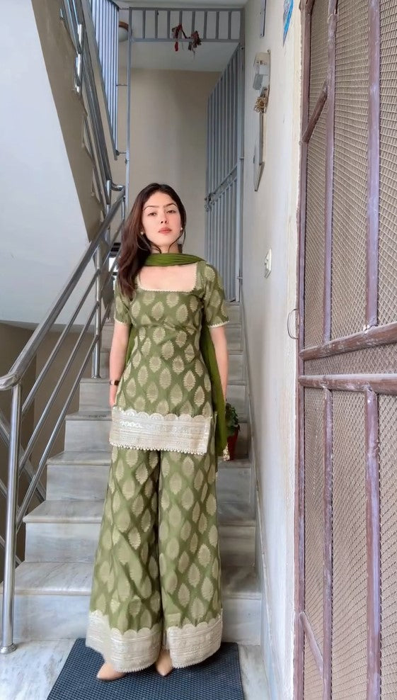 Designer Kurta with Umbrella Palazzo