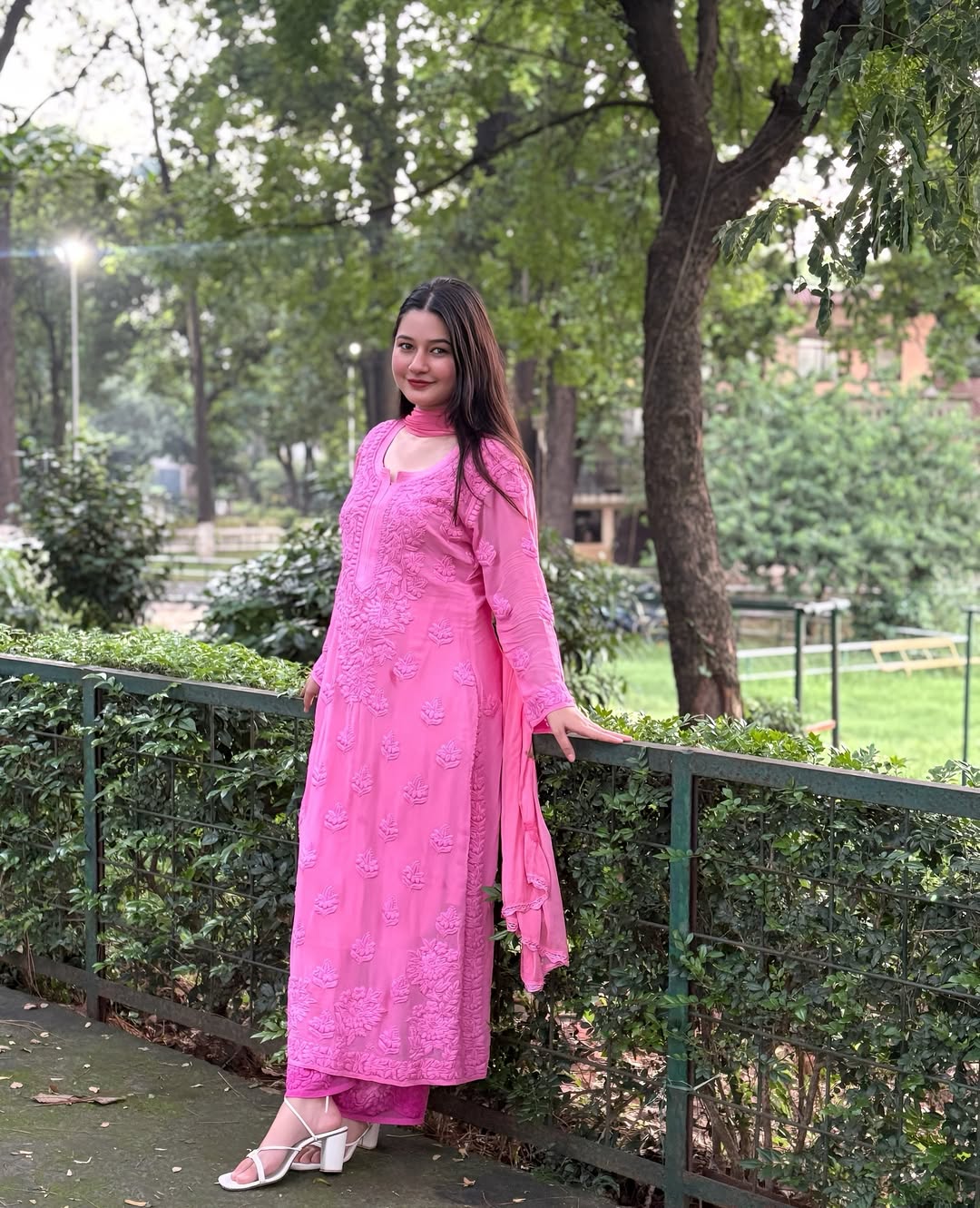 Pink Chikankari Exclusive Kurti_Pent Pair With Dupatta