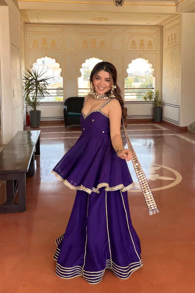 Purple Sharara Set